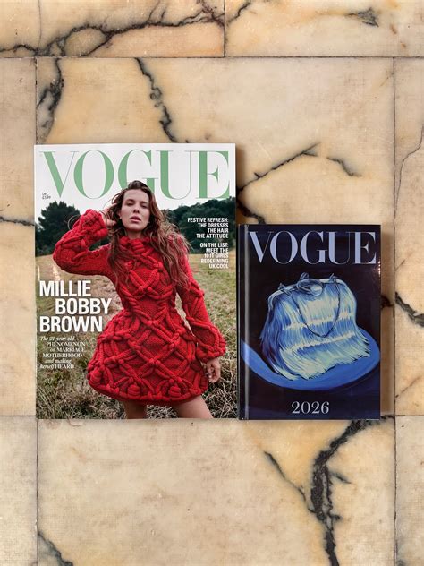 Vogue UK magazine December 2025 Millie Bobby Brown + Vintage Vogue 202 ...