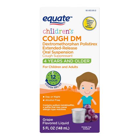 Brandclub - Equate Childrens 12 Hour Cough Relief DM Liquid, Grape, 5 oz