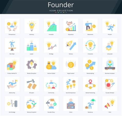Founder flat icon pack for business startup investor and ...