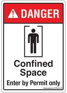 Safety Sign Store Danger: Confined Space. Enter By Permit Only ...