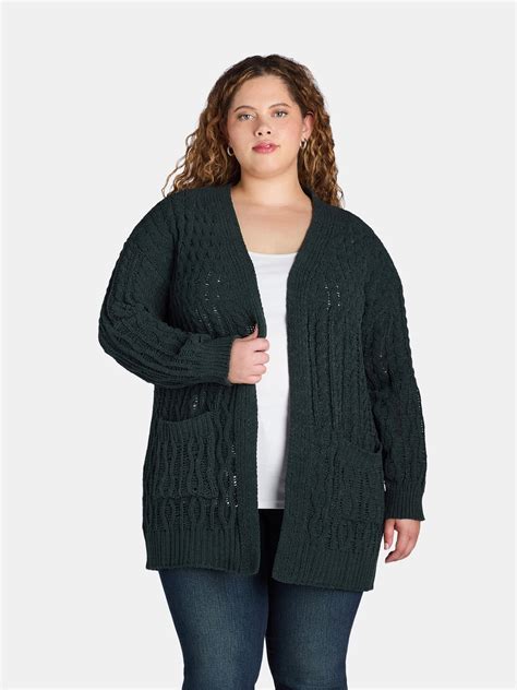 Terra & Sky Women's Plus Chenille Cardigan Sweater, Midweight, Sizes 0X ...