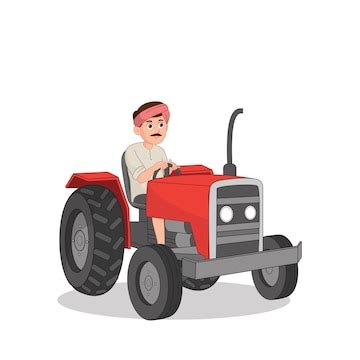 A farmer drive a tractor,aan indian farmer with tractor | Premium Vector