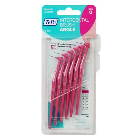 Buy Tepe Adult Angled Pink Interdental Manual Brushes - Iso Size 0 (0 ...