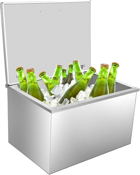 Yiimo Stainless Steel Drop-In Ice Chest, 32-Quart Cooler with Hinged ...