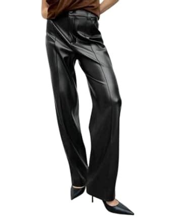 Buy Quecy® Women's Polyurethane Relaxed Fit Casual Solid Straight Leg ...