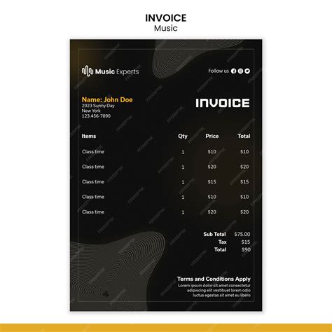 Free PSD | Music lessons invoice template
