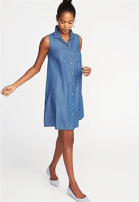 Denim Shirt Dress Sleeveless