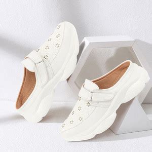 FAUSTO Laser Cut Floral Design Hook and Loop Back Open Slip On Shoes ...