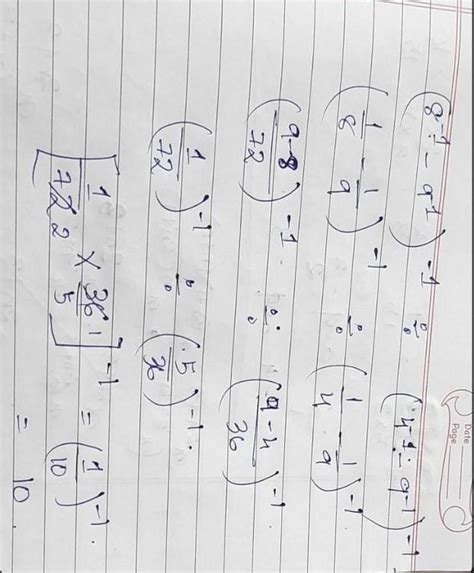 The value of (8-¹-9-¹)-¹ ÷ (4-¹-9-¹)-¹ is (a) 5 (b) 10 (c) 14 (d) 25 ...