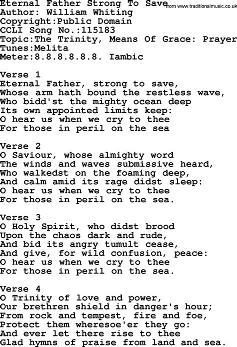 Most Popular Church Hymns and Songs: Eternal Father Strong To Save ...