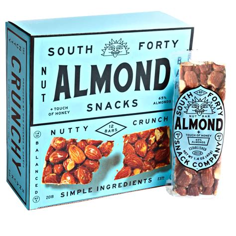 South 40 Snacks – Barra de aperitivos de almendras – Simple crujiente ...