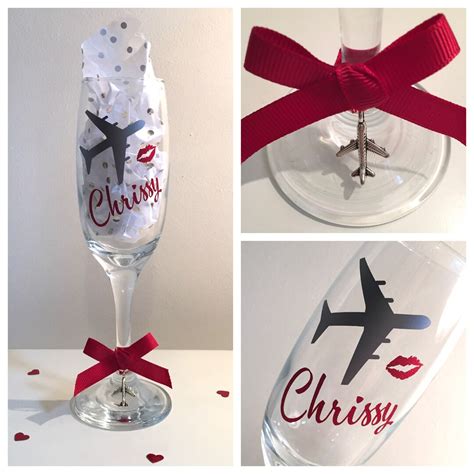 Personalised Cabin Crew Name Plane Champagne Wine Glass. Airline ...
