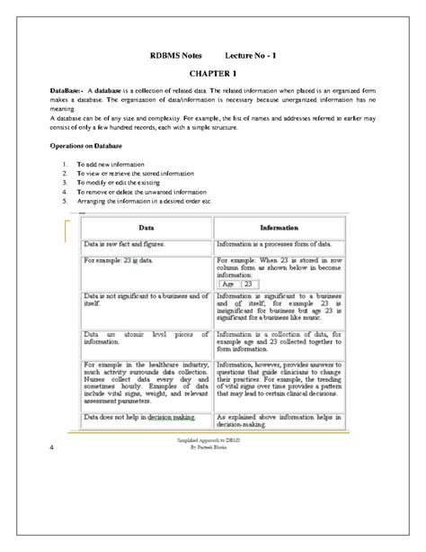 RDBMS Notes Lecture 1: Introduction to Databases and DBMS - Studocu