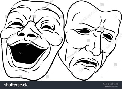 Happy Sad Mask Drawing