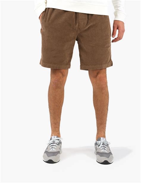 Washed Brown Men's Stretch Corduroy Easy Shorts | Mugsy