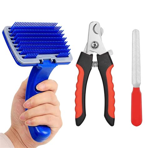 Buy Emily Pets Dog Grooming Kit - Dog Plastic Slicker Brush with Press ...