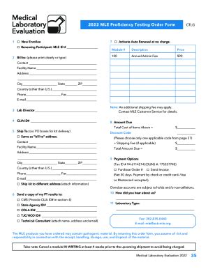 Fillable Online 2022 MLE Proficiency Testing Order Form - Webflow Fax ...