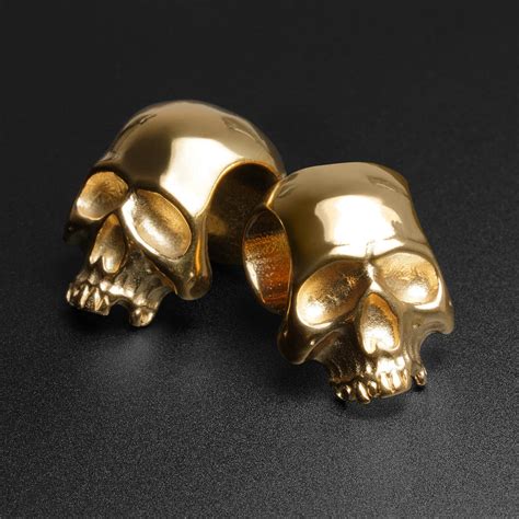 3D Skull Gold PVD Saddle Ear Weight Hanger | Ear Hangers | Stretch It – Stretch It Body Jewellery