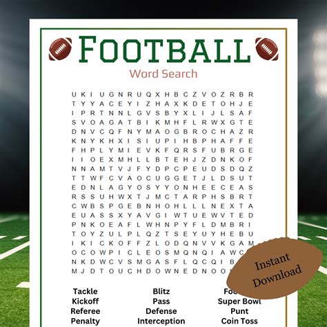 Football Word Search Game, Football Party Game, Super Bowl Party Game ...