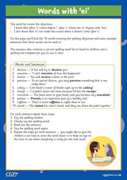 Spelling Word List — Words with 'ei' (Years 5-6) | CGP Plus