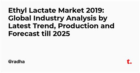 Ethyl Lactate Market 2019: Global Industry Analysis by Latest Trend ...