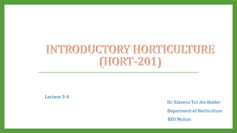 SOLUTION: Branches of horticulture - Studypool