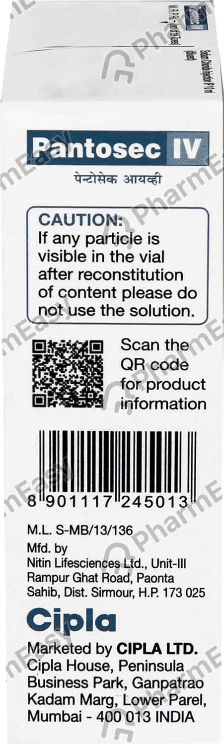 Pantosec 40 MG Powder For Injection (1): Uses, Side Effects, Price ...