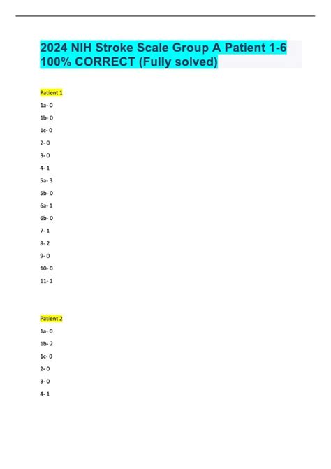 NIH Stroke Scale (NIHSS) Group C – Patient 1 to 6 | Official Exam ...