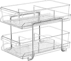 Lemoza 2 tier clear pull out cabinet pantry organiser kitchen storage ...
