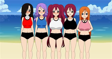 Aften and River engaged in a game of strip volleyball game Background