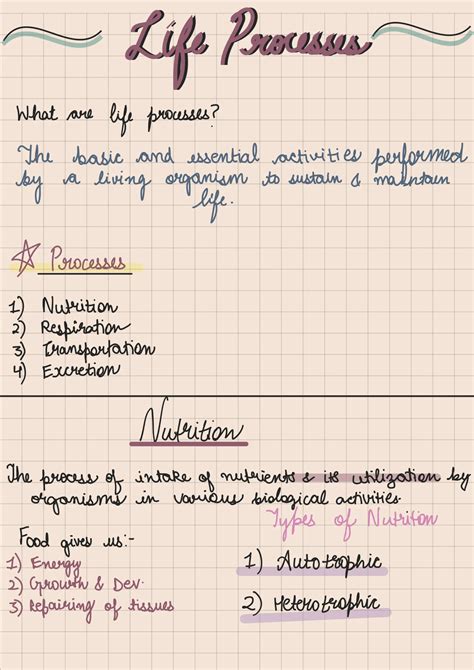 Image result for Notes of Life Processes Class 10