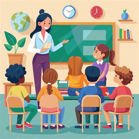 Premium Photo | A drawing of children in a classroom with a teacher ...