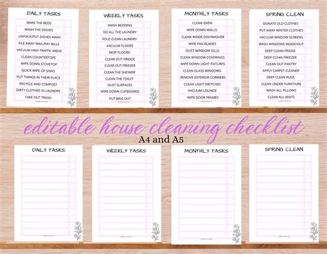 Buy Editable House Cleaning Checklist Daily Cleaning Checklist to Do ...