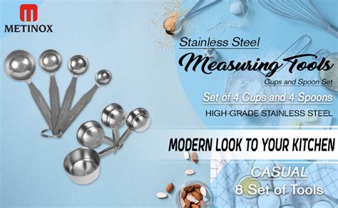 Buy METINOX Stainless Steel Measuring Cups and Spoon Set (Set of 4 Cups ...