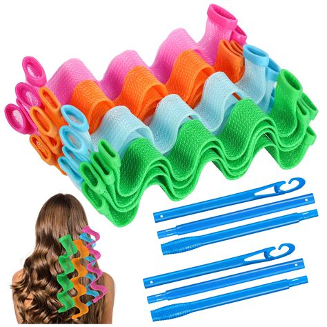 Amazon.com : 30 Pieces Hair Curlers Spiral Curls Heatless Wave Hair ...