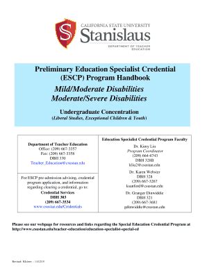 Fillable Online Mild/Moderate Disabilities Moderate/Severe Disabilities ...