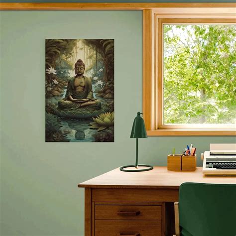 Zen Art Print Teal - Tranquil Buddha Poster at ZenArtBliss.com ...