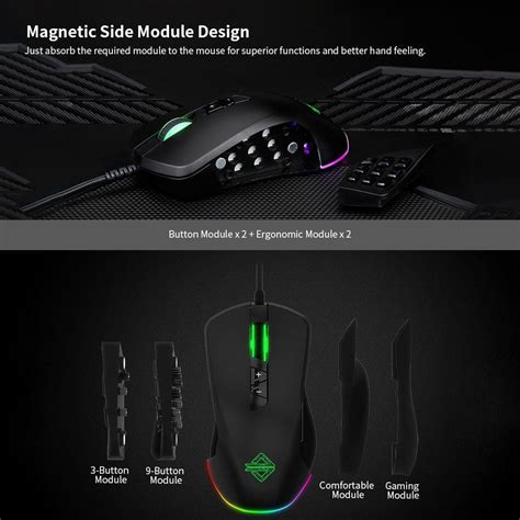 GTi Modular Gaming Mouse Ergonomic Wired Mice 5000DPI – UNIQKART