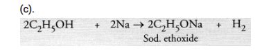Ethanol reacts with sodium and forms two products.