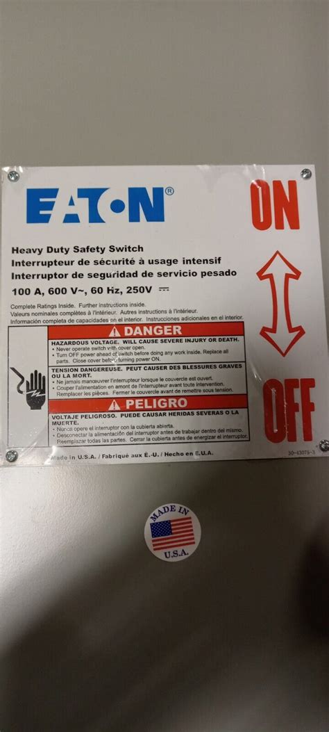 Eaton 100 Amp Safety Switch Disconnect Nema 3r 3 India | Ubuy