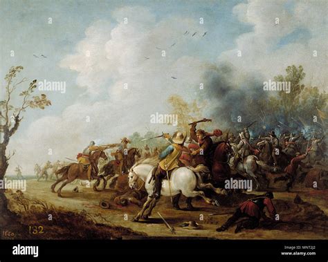 English: Cavalry skirmish Español: Choque de caballería 1649. 886 ...