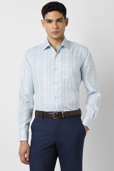 Buy Men Light Blue Check Full Sleeves Formal Shirt Online - 39954000 ...