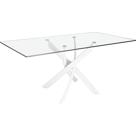Table à manger design verre et pieds blancs Angel Cerda 180 x 95 x 75 ...