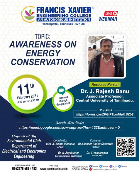 Webinar on "Awareness on Energy Conversation" | News & Events | Francis ...