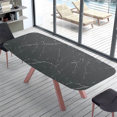 Barrel Shaped Modern Table in hyper-marble Made in Italy