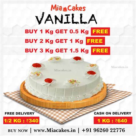 Buy 1 Kg Vanilla Cake, Get 1/2 Kg Free, in chennai