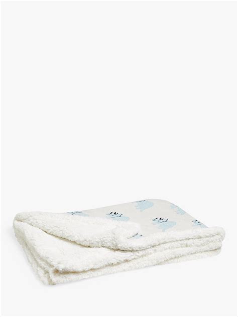John Lewis Dino Print Sherpa Fleece Baby Blanket, 100 x 80cm