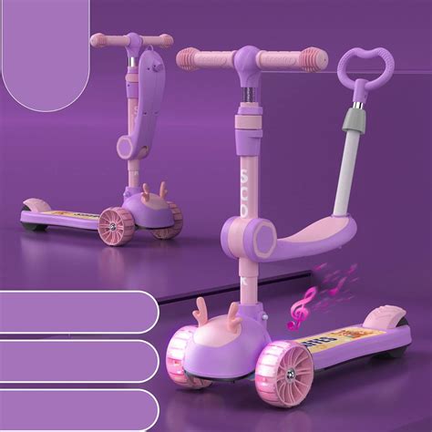 Kids 3 Wheel Scooter,Adjustable Height Kids Scooter,Lean to Steer with ...