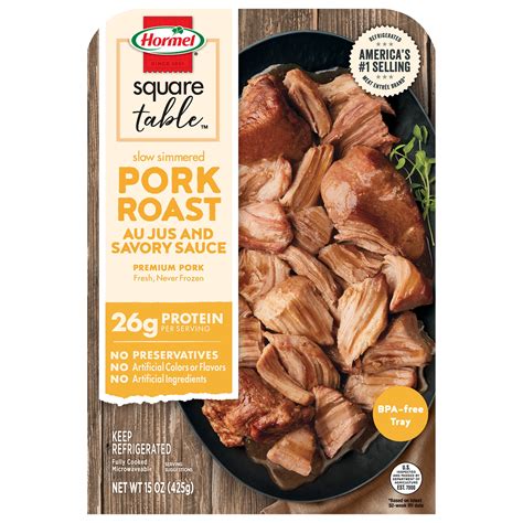 HORMEL SQUARE TABLE Slow Simmered Pork Roast Au Jus and Savory Sauce ...