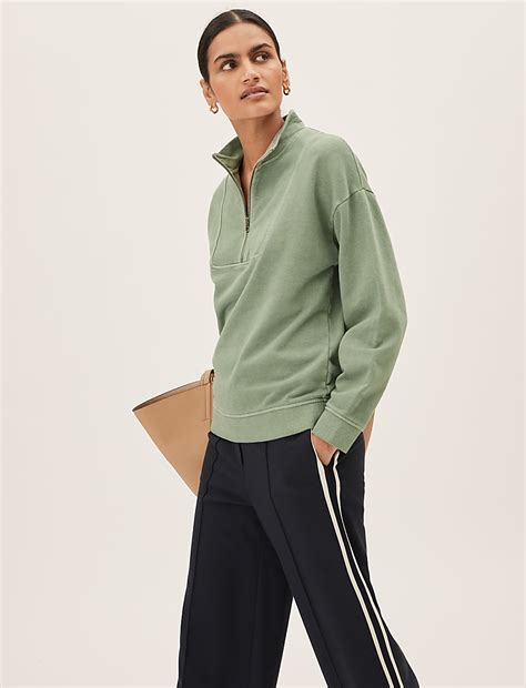 Buy Pure Cotton Funnel Neck Sweatshirt at Marks & Spencer